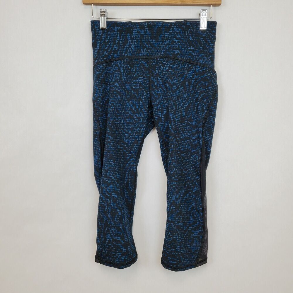 Lululemon‎ Train Times Crop Leggings Size 6 Pulse Capri Black Blue 17"